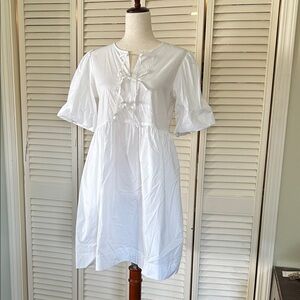 Joie Crisp White Puff Sleeve Mini Dress